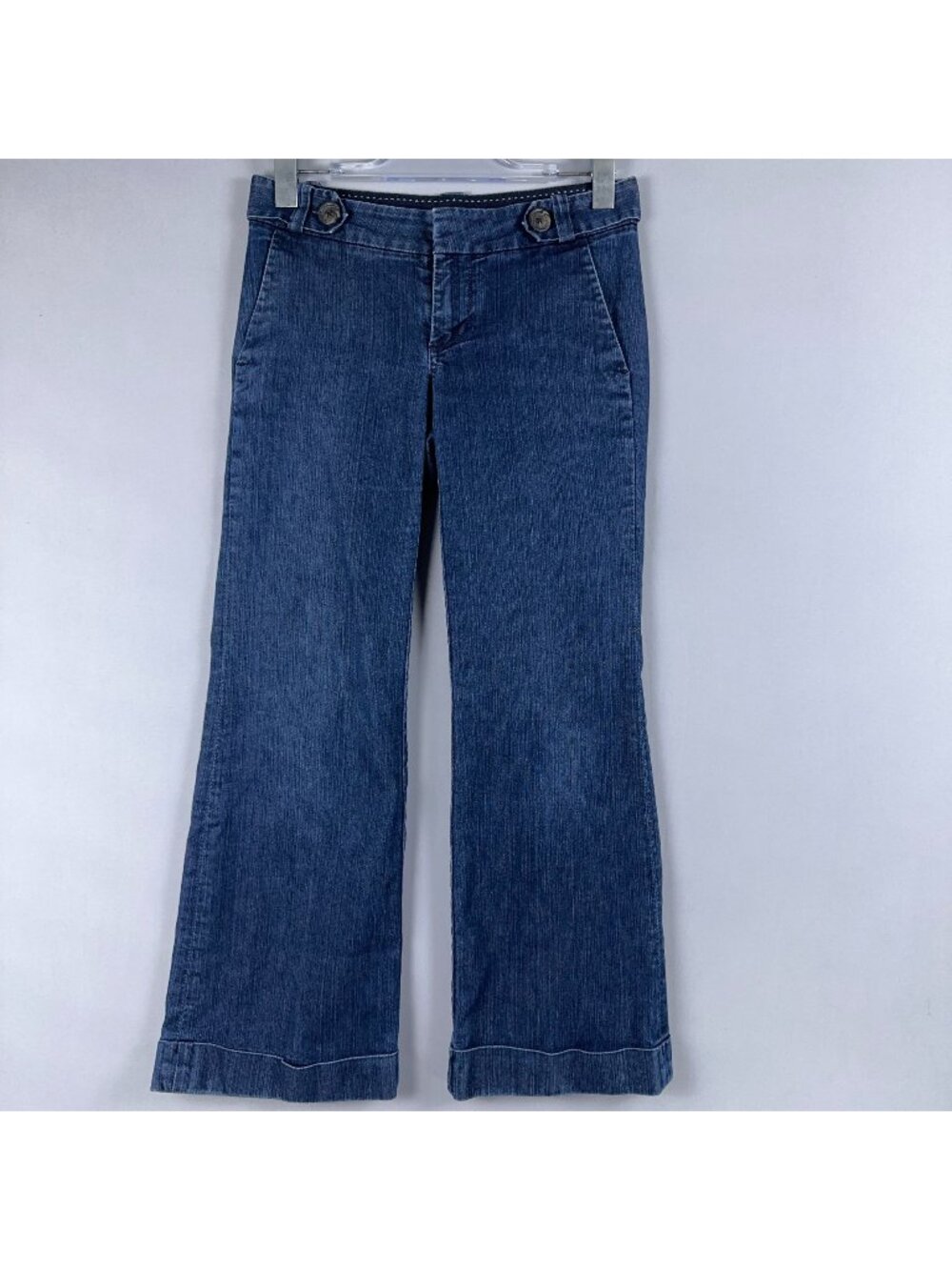 Banana Republic Jeans Women Size 2Petite Flare Leg Low Rise Blue Dark Wash